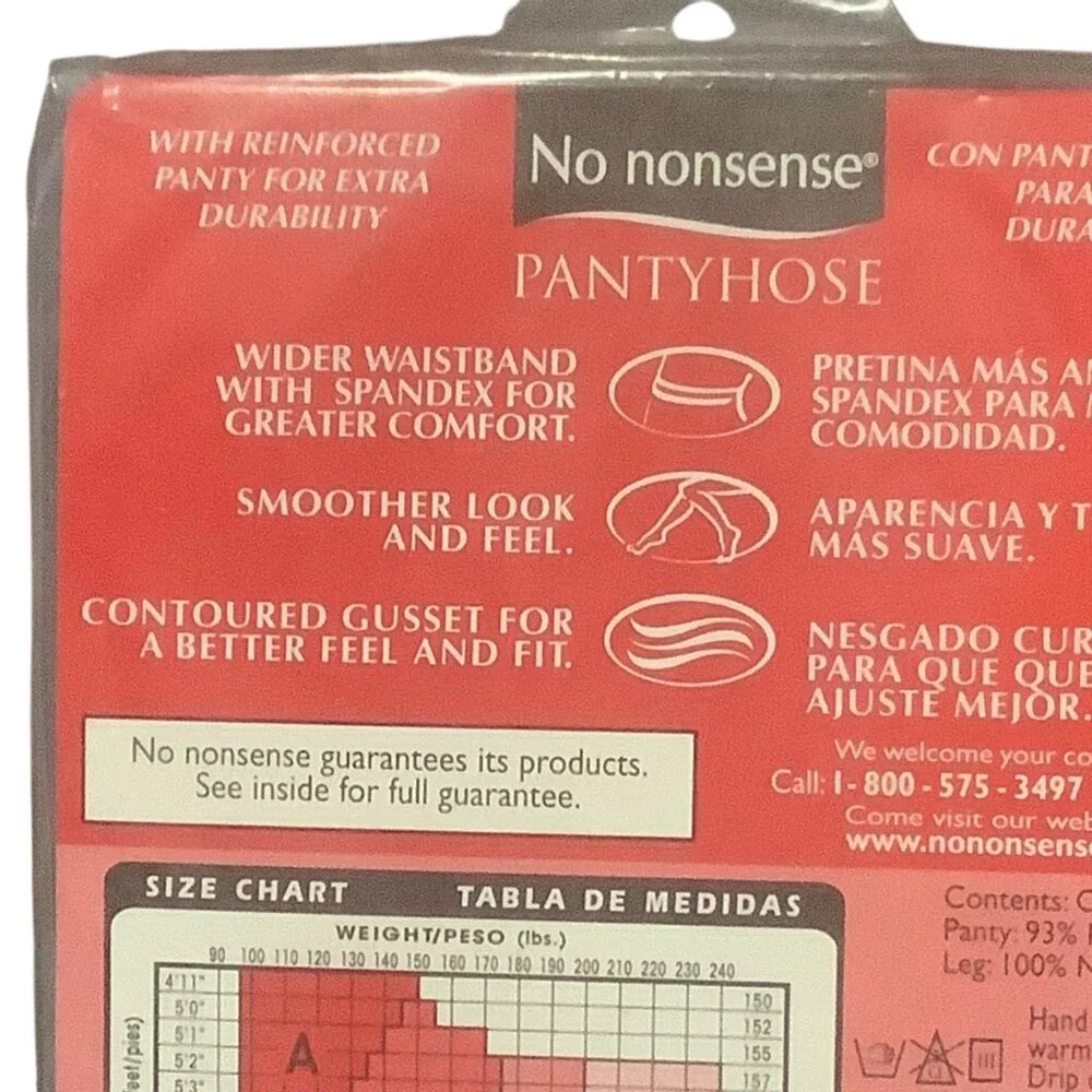 No Nonsense Regular Nylon Pantyhose Tan Size Q Reinforced Durability Comfort NEW